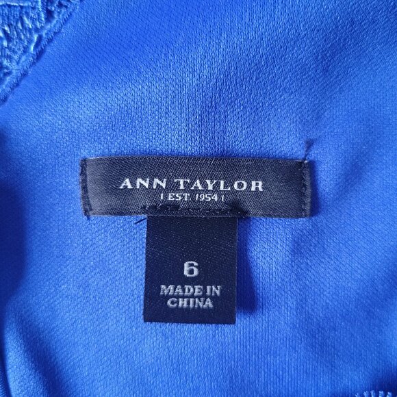 Ann Taylor Blue All-Over-Lace A-Line Dress, 6, Sleeveless, Midi Length, Wedding - Picture 5 of 9